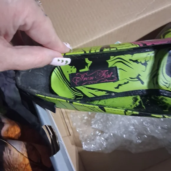 Iron Fist Neon Green Graphic Heels - Picture 3 of 4
